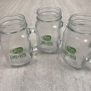 Bud Light Lime-a-Rita mason jar glassess 16 oz set of three